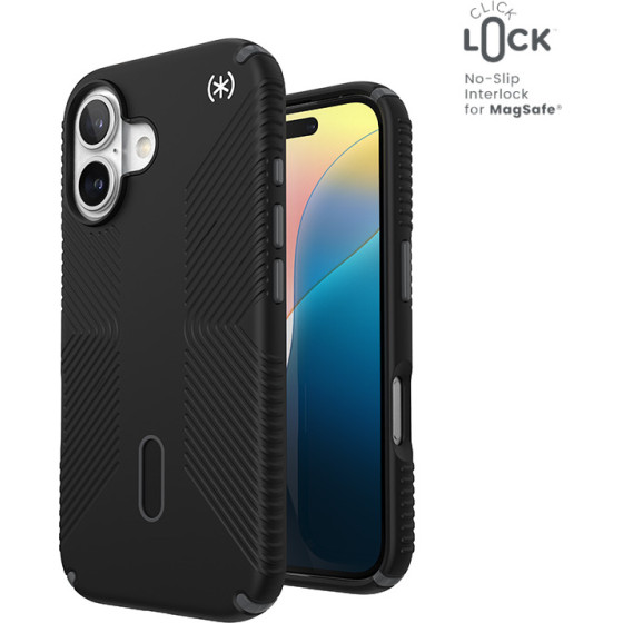 Speck Presidio2 Grip ClickLock & MagSafe - Case for iPhone 16 (Black / Slate Grey / White) - (150689-3205)