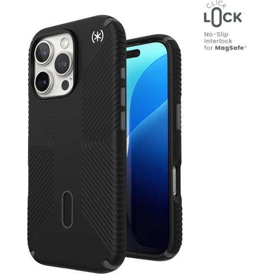 Speck Presidio2 Grip ClickLock & MagSafe - Case for iPhone 16 Pro (Black / Slate Grey / White) - (150701-3205)