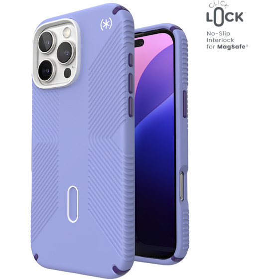 Speck Presidio2 Grip ClickLock & MagSafe - Case for iPhone 16 Pro Max (Future Lavender / Cassis Purple / White) - (150725-3251)