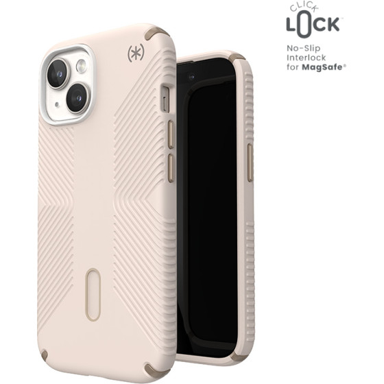 Speck Presidio2 Grip ClickLock & Magsafe - Case for iPhone 16e / iPhone 15 / iPhone 14 / iPhone 13 (Bleached Bone / Heirloom Gold / Hazel Brown) - (150439-3214)