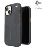 Speck Presidio2 Grip ClickLock & MagSafe - Case for iPhone 16e / iPhone 15 / iPhone 14 / iPhone 13 (Charcoal Grey/Cool Bronze) - (150439-3212)