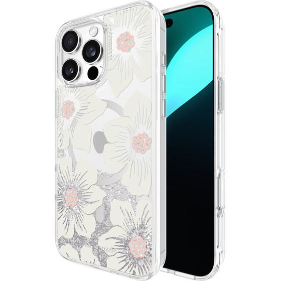 Kate Spade New York Liquid Glitter Magsafe - Case For Iphone 16 Pro Max (Hollyhock Floral) - (KS054616)