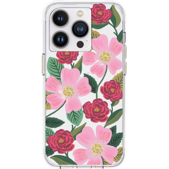 Rifle Paper Clear - Case Decorated In Gold For Iphone 14 Pro Max (Rose Garden) - (RP049822)