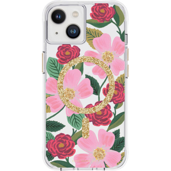 Rifle Paper Clear Magsafe - Case Decorated In Gold For Iphone 14 / Iphone 13 (Rose Garden) - (RP049188)