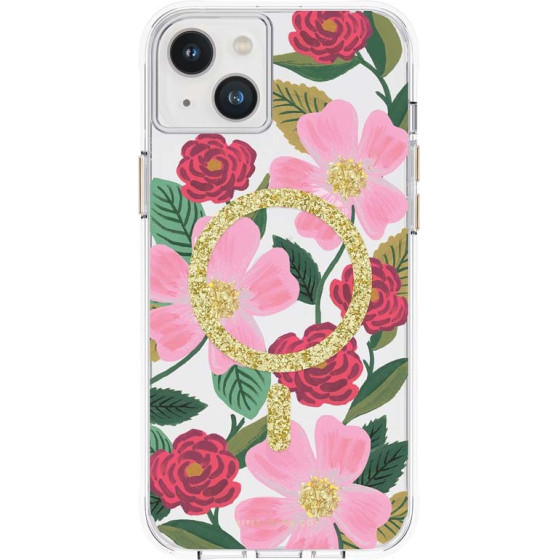 Rifle Paper Clear Magsafe - Case Decorated In Gold For Iphone 14 Plus (Rose Garden) - (RP049280)