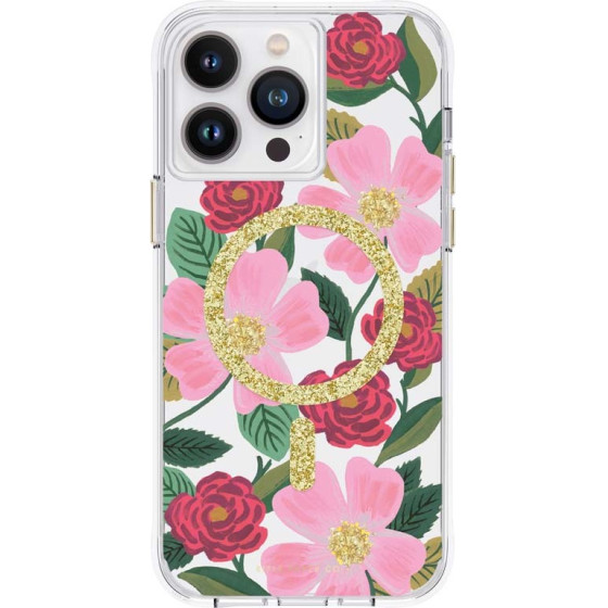 Rifle Paper Clear Magsafe - Case Decorated In Gold For Iphone 14 Pro Max (Rose Garden) - (RP049324)