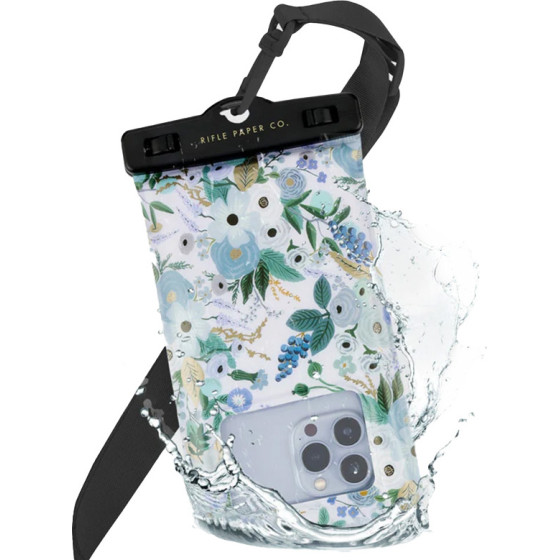 Rifle Paper Waterproof Floating Pouch - Waterproof Case For Smartphones Up To 6.7'' (Garden Party Blue) - (RP050044)