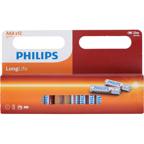 Philips LongLife - Set of AAA / R03 1.5V zinc batteries 12 pcs. - (695903384115)