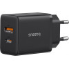 Baseus Wall Charger Cube, 30W, 2.4A, 1 x USB-A - 1 x USB-C, Black - (P10111404113-00)