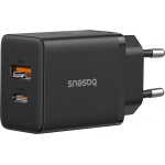 Baseus Wall Charger Cube, 30W, 2.4A, 1 x USB-A - 1 x USB-C, Black - (P10111404113-00)
