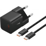 Baseus Wall Charger GaN5, 20W, 3A, 1 x USB-C, with USB-C Cable, Black - (P10110900113-00)