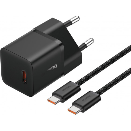 Baseus Wall Charger GaN5, 20W, 3A, 1 x USB-C, with USB-C Cable, Black - (P10110900113-00)
