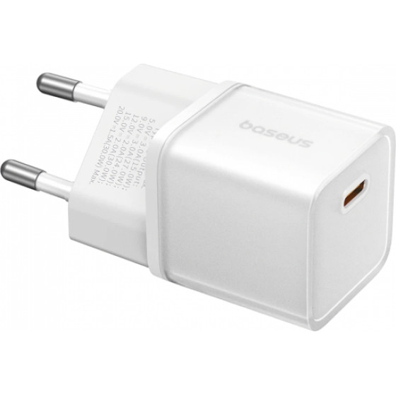 Baseus Wall Charger GaN5S, 20W, 3A, 1 x USB-C, White - (P10162503213-00)