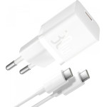 Baseus Wall Charger GaN5S, 30W, 3A, 1 x USB-C, with USB-C Cable, White - (P10110902213-00)
