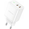 Borofone Wall Charger BN9, 35W, 3A, 2 x USB-C, White