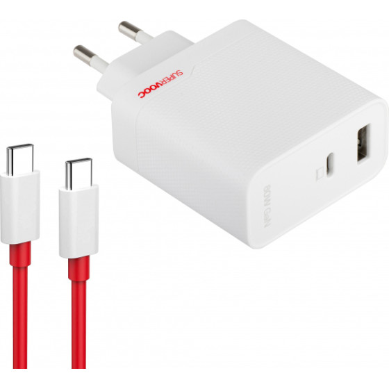 OnePlus Wall Charger , 80W, 7.3A, 1 x USB-A - 1 x USB-C, with USB-C Cable, White - (5461100597)