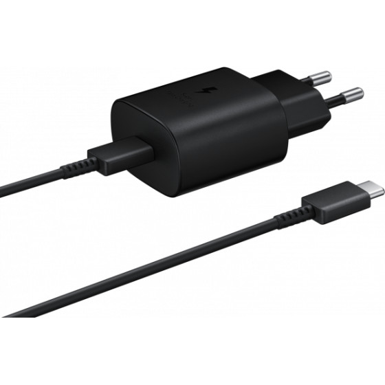 Samsung Wall Charger EP-TA800B + DA705BBE, 25W, 3A, 1 x USB-C, with USB-C Cable, Black GP-PTU021SOABQ - (GP-PTU021SOABQ/GP-TOU021RFBBW)