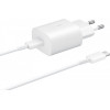 Samsung Wall Charger EP-TA800W + DA705BWE, 25W, 3A, 1 x USB-C, with USB-C Cable, White GP-PTU021SOAWQ - (GP-PTU021SOAWQ/GP-TOU021RFBWW)