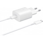 Samsung Wall Charger EP-TA800W + DA705BWE, 25W, 3A, 1 x USB-C, with USB-C Cable, White GP-PTU021SOAWQ - (GP-PTU021SOAWQ/GP-TOU021RFBWW)