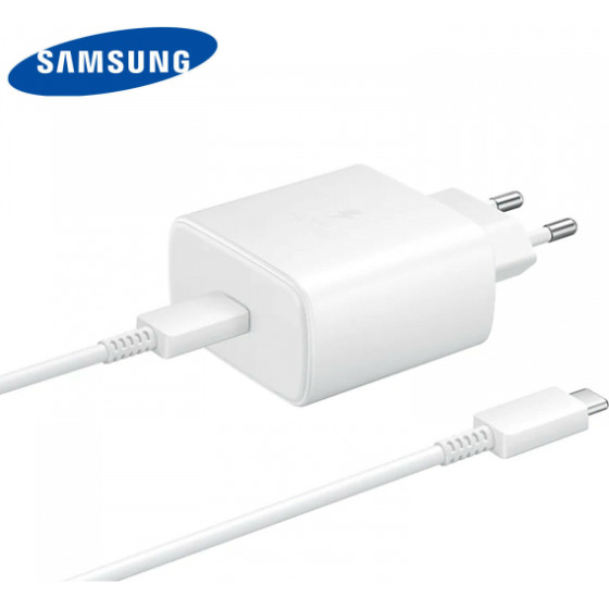 Samsung Wall Charger EP-TA845 + DW767JWE, 45W, 4.05A, 1 x USB-C, with USB-C Cable, White GP-PTU022DYGWQ - (GP-PTU022DYGWQ/GP-TOU021RFCWW)