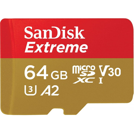 SanDisk microSDXC Memory Card Extreme, 64Gb, Class 10 / UHS-1 U3 - (SDSQXAH-064G-GN6MN)