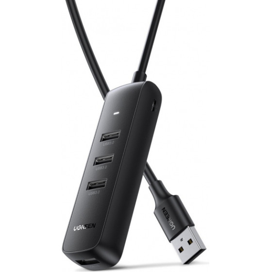 UGREEN USB-A Hub CM416, 4 x USB-A 3.0, 0.25m, Black
