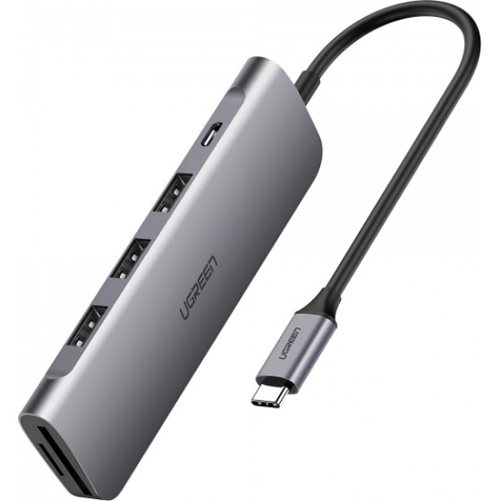 UGREEN USB-C Hub CM195, 2 x USB-A - 1 x USB-C - 1 x SD - 1 x microSD - 1 x HDMI, Grey