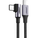 UGREEN USB-C to USB-C Cable US255 Angled, 60W, 3A, 2m, Grey