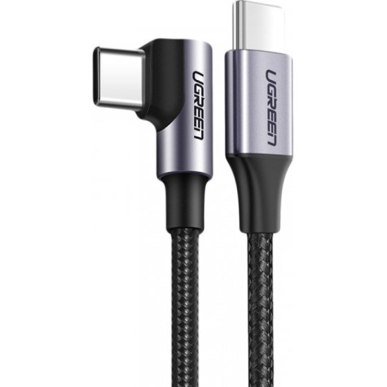UGREEN USB-C to USB-C Cable US255 Angled, 60W, 3A, 2m, Grey
