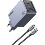 UGREEN Wall Charger X757 Nexode Pro, 100W, 3A, 1 x USB-A - 2 x USB-C, with USB-C Cable, Grey