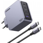 UGREEN Wall Charger X763 Nexode Pro, 160W, 3.25A, 1 x USB-A - 3 x USB-C, with USB-C Cable, Grey