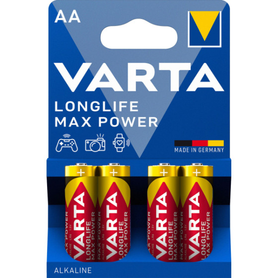 Varta Alkaline Batteries Longlife Max Power 4706, AA / LR6, 4-Pack - (04706101404)
