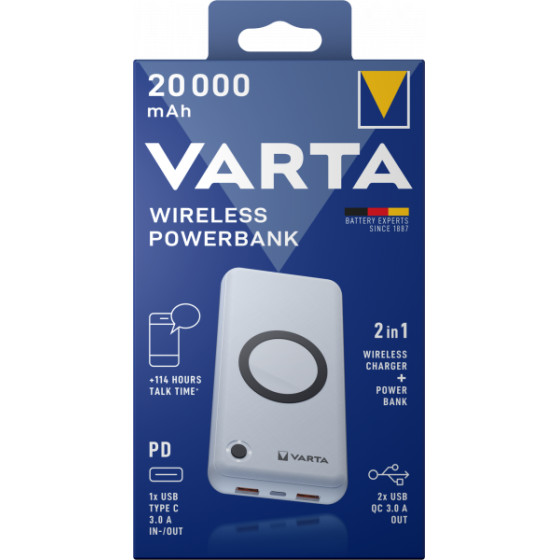 Varta Powerbank , 20000mAh, 18W, QC + PD + FQI, White