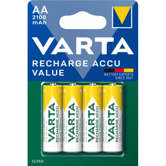 Varta Rechargeable NiMH Batteries , AA / LR6, 2100mAh, 4-Pack