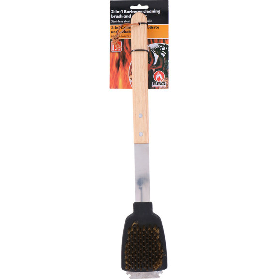 BBQ - grill cleaning brush 2 in 1 brush plus scraper - (8711252347745)