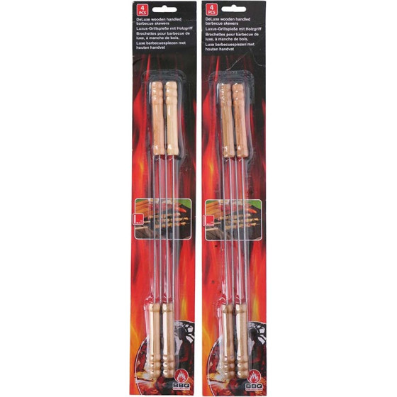 BBQ - skewers for skewers with a wooden handle, long 38 cm (4 pieces) - (8711252456539)