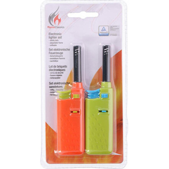 BBQ - Gas lighter for barbecue / kitchen 14 cm 2 pcs. (orange / green) - (871125222429_01)