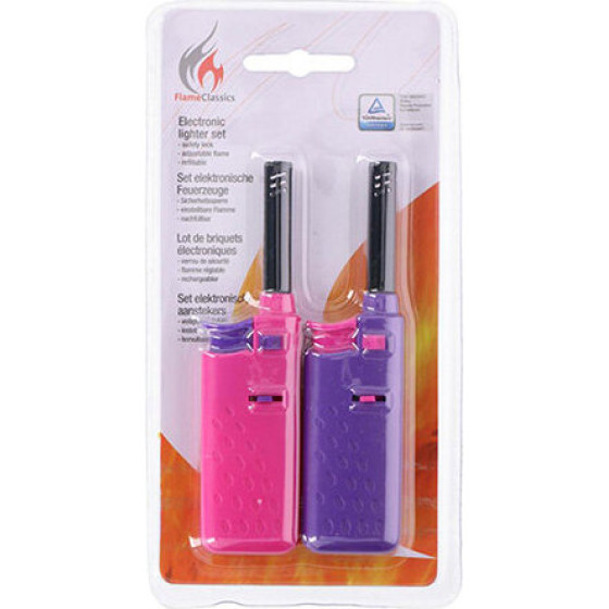 BBQ - Gas lighter for barbecue / kitchen 14 cm 2 pcs. (pink / purple) - (871125222429_02)