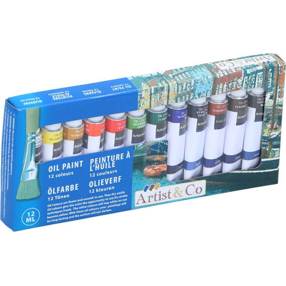 Oil paints in 12 ml tubes of 12 colors - (8711252185859)