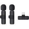 Techsuit - (2 pack) Lavalier Wireless - with Receiver, Type-C Connector, for Phones Plug & Play, Collar Clip - Black - (LW2)