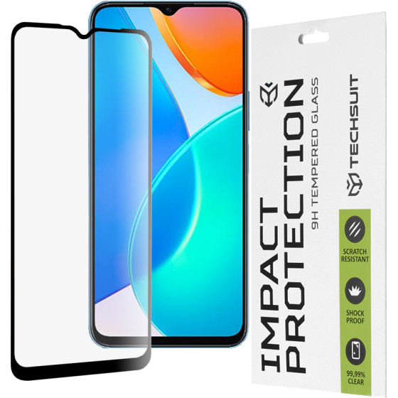 Techsuit - 111D Full Cover / Full Glue Glass - Honor X6 / X8 5G / 70 Lite - Black