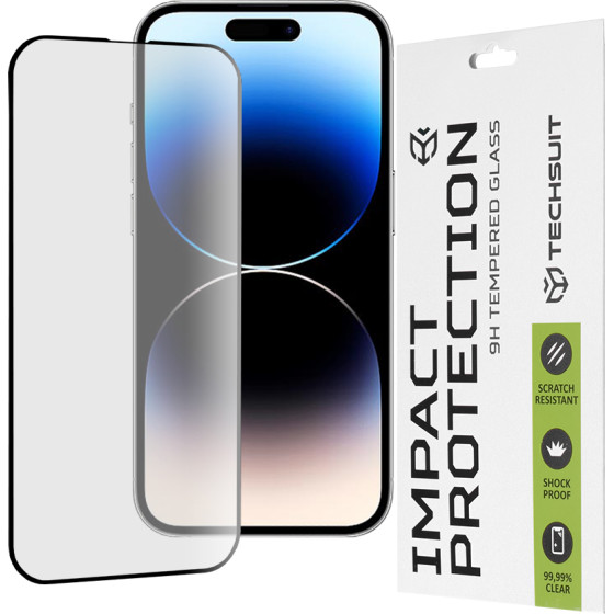 Techsuit - 111D Full Cover / Full Glue Glass - iPhone 14 Pro - Black