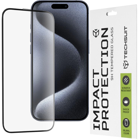 Techsuit - 111D Full Cover / Full Glue Glass - iPhone 15 Pro - Black