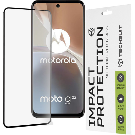Techsuit - 111D Full Cover / Full Glue Glass - Motorola Moto G32 - Black