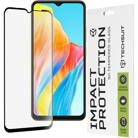 Techsuit - 111D Full Cover / Full Glue Glass - Oppo A38 / A18 - Black