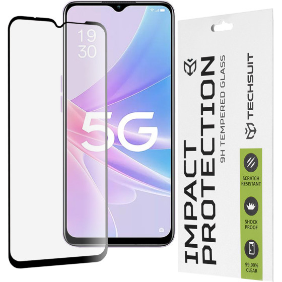 Techsuit - 111D Full Cover / Full Glue Glass - Oppo A58 5G / A78 5G - Black