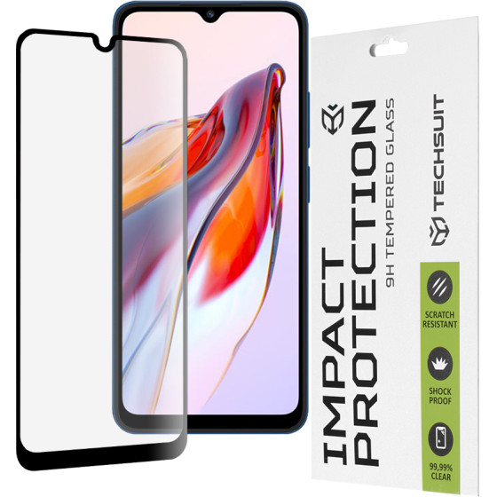 Techsuit - 111D Full Cover / Full Glue Glass - Xiaomi Redmi 10C / Redmi 12C / Poco C40 - Black