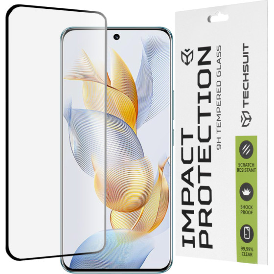 Techsuit - 111D Full Cover / Full Glue Glass / 3D Curved Screen - Honor 90 - Black
