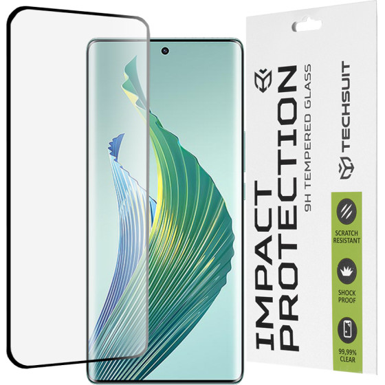 Techsuit - 111D Full Cover / Full Glue Glass / 3D Curved Screen - Honor Magic5 Lite - Black