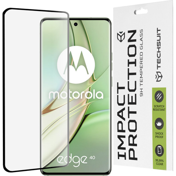 Techsuit - 111D Full Cover / Full Glue Glass / 3D Curved Screen - Motorola Edge 40 / Edge (2023) - Black